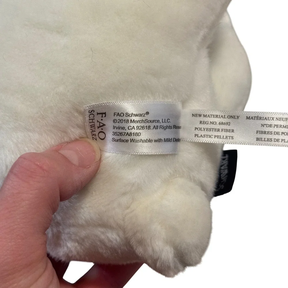 FAO Schwarz French Bulldog Plush Stuffed Animal Black White Dog Toy